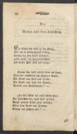 Der Ritter und sein Liebchen