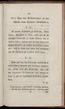 IV. Von den Beförderungen zu der Würde eines Doktors, Licentiaten etc.