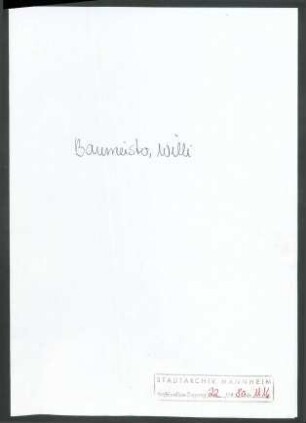 Baumeister, Willi, Stuttgart, an Wichert
