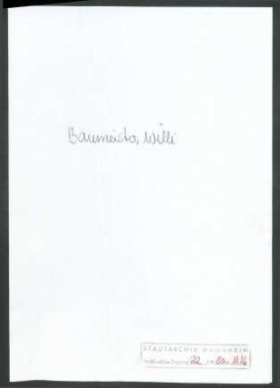 Baumeister, Willi, Stuttgart, an Wichert