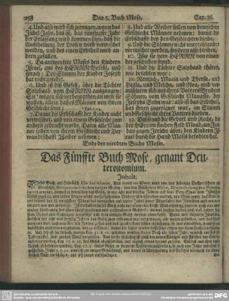 Das Fünffte Buch Mose, genant Deuteronomium