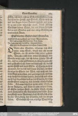 Das vierdte Gebet eines Krancken.