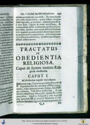 Tractatus de Obedientia Religiosa