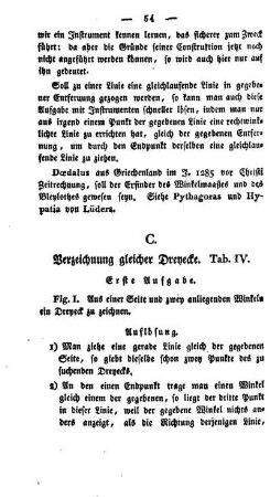Verzeichnung gleicher Dreiecke.