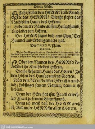 Der CXXXV. Psalm