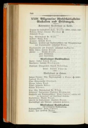 XXIII. Allgemeine Wohlthätigkeits=Anstalten und Stiftungen.