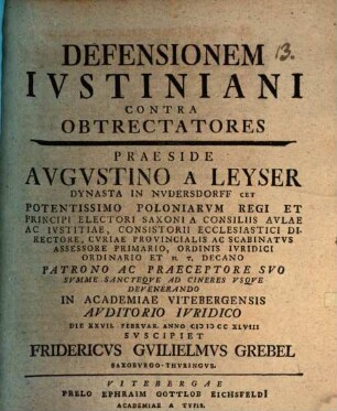 Defensionem Iustiniani contra obtrectatores