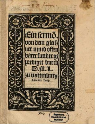 Ein Sermon von dem Gleißner und offenbahren Sünder : gepredigt zu Wittemberg