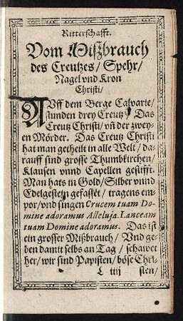 Vom Mißbrauch des Creutzes/ Spehr/ Nagel und Kron Christi/