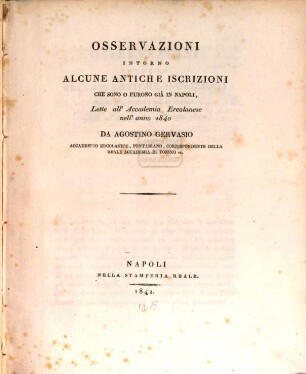 Osservazioni intorno alcune antiche iscrizioni