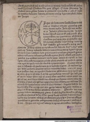 Contra perfidos Judaeos de conditionibus veri Messiae : mit Widmungsvorrede des Autors an Heinrich von Absberg, Bischof von Regensburg