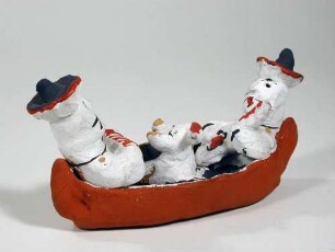 Figurengruppe, zwei Musikanten im Boot