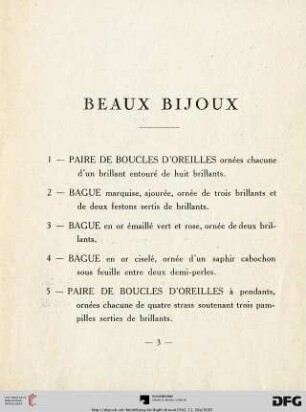 Beaux Bijoux (Nr.1-42)
