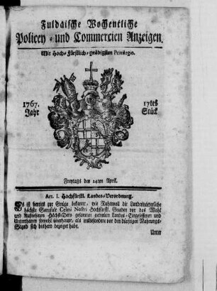 17tes Stück, Ausgabe vom 24. April 1767