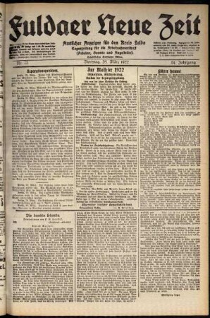Ausgabe vom Dienstag, den 28. März 1922.