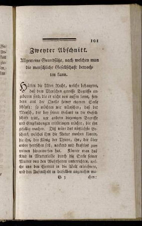 Zweyter Abschnitt. Allgemeine Grundsätze, nach welchen man die menschliche Gesellschaft betrachten kann.