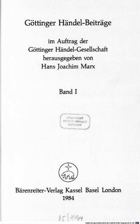 Göttinger Händel-Beiträge, 1