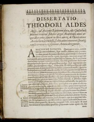 Dissertatio Theodori Aldes [...]