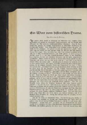 Ein Wort vom historischen Drama. Von Eberhard König.