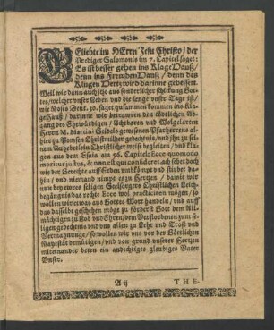 Geliebte im Herrn Jesu Christo/ [...]