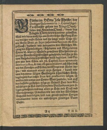 Geliebte im Herrn Jesu Christo/ [...]