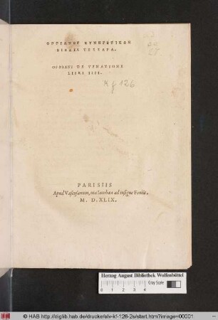 Oppianu Kynēgetikōn Biblia Tessara
