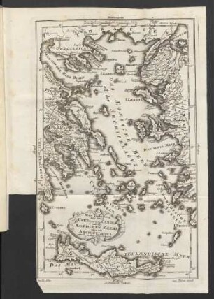 Neue Vorstellung der Insel Creta heut zu Tage Candia und des Aegaeischen Meers oder des Archipelagus wie sie zu alten Zeiten bekannt gewesen