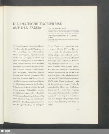 Die deutsche Tagespresse auf der Pressa