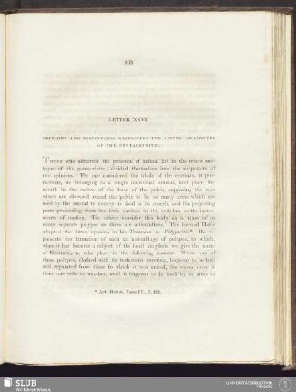 Letter XXVI. Opinions and discoveries respecting the living analogues of the pentacrinites