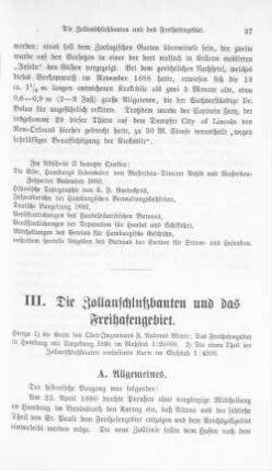 III. Die Zollanschlußbauten und das Freihafengebiet.
