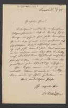 Brief von Hermann Müller an Unbekannt