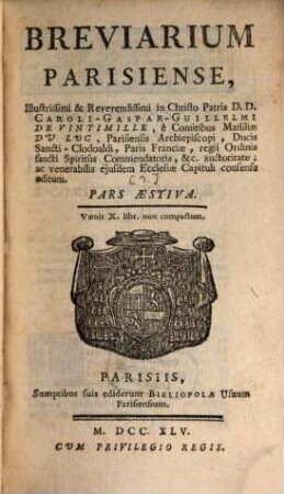 Breviarium Parisiense, [3]. Pars Aestiva