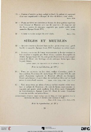Sièges et meubles (Nr. 82-100) mit Planche XXI-XXIV