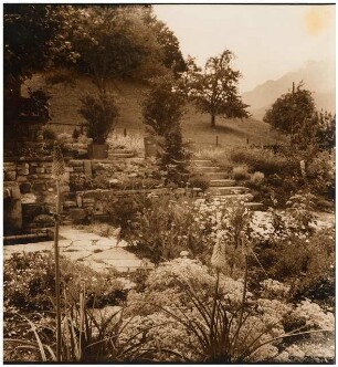 Garten Suidter, Luzern: Trockenmauer mit Treppe