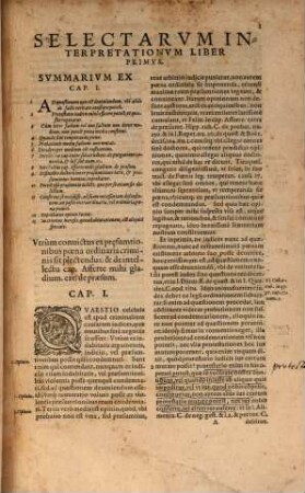 Selectarvm Interpretationvm Libri Tres Et De Redditibvs Ecclesiasticis Liber Vnvs