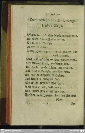 Der verlohrne und wiedergefundne Sohn