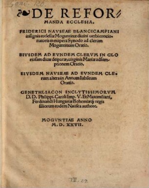De reformanda ecclesia ... oratio