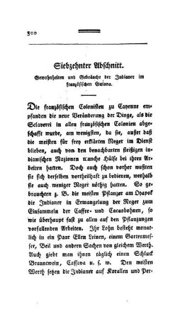 Siebzehnter Abschnitt - Gewohnheiten und Gebräuche der Indianer im französischen Guiana.
