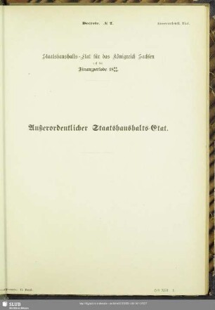 Außerordentlicher Staatshaushalts-Etat