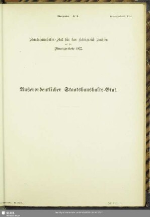 Außerordentlicher Staatshaushalts-Etat