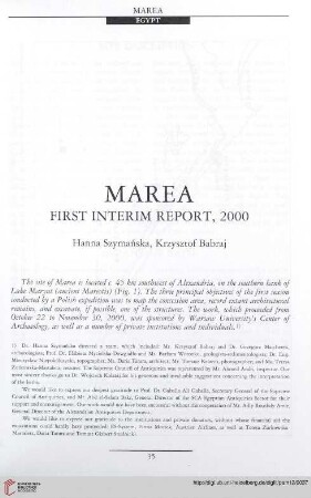 12: Marea : first interim report, 2000