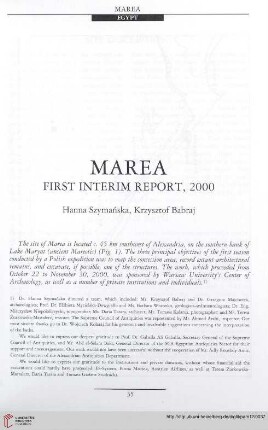 12: Marea : first interim report, 2000