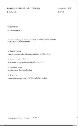 Gesetzentwurf der Grünen: Änderung Abgeordnetengesetz