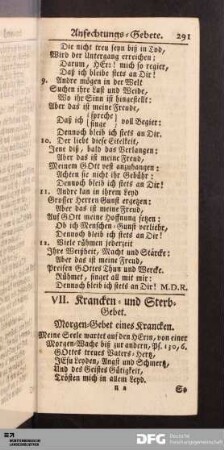 VII. Krancken- und Sterb-Gebet.