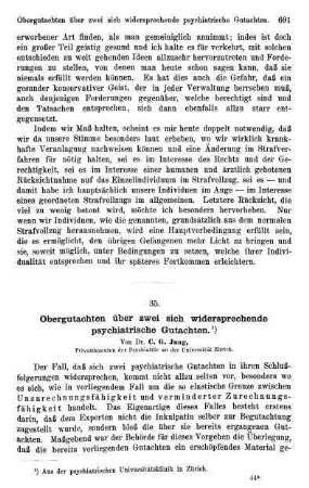 691-698, Obergutachten über zwei sich widersprechende psychiatrische Gutachten