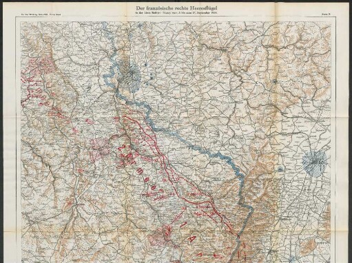 Karte 9. Der französische rechte Heeresflügel in der Linie Belfort-Nancy vom 5. bis zum 13. September 1914.