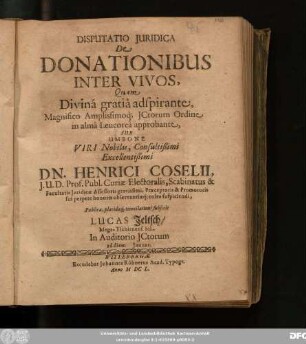 Disputatio Iuridica De Donationibus Inter Vivos