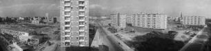 180° Panorama, Blick auf das Baugelände Neubauviertel Springprojekt. Berlin-Kreuzberg, Alte Jakobstrtaße