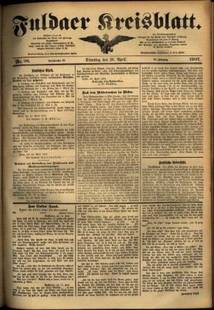 Ausgabe vom Dienstag, den 30. April 1907.