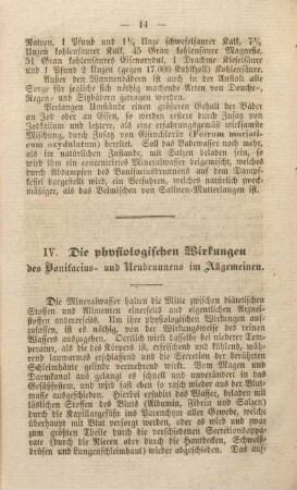IV. Die physiologischen Wirkungen des Bonifacius- und Neubrunnens im Allgemeinen.